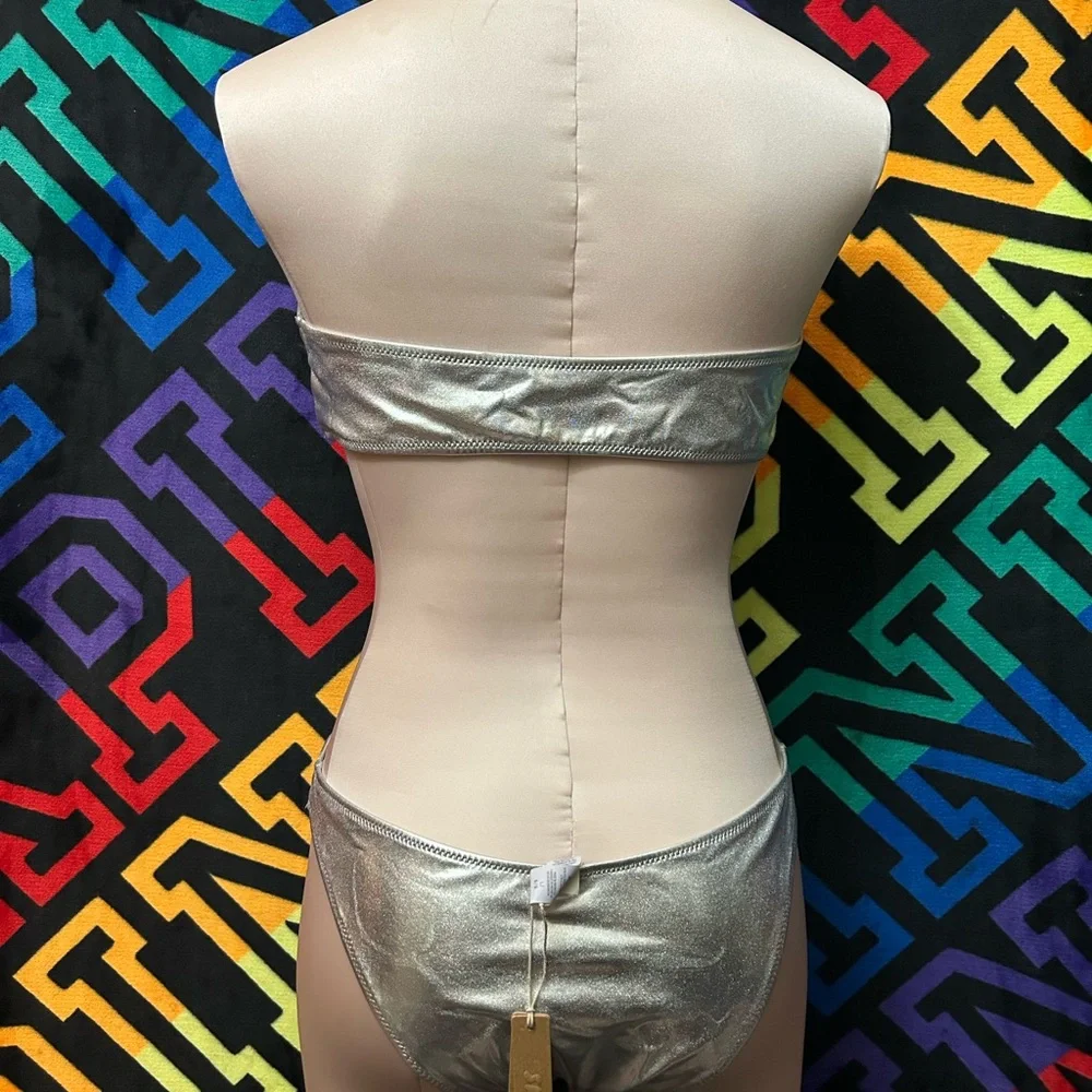 NWT SKIMS Silver Metallic Monokini